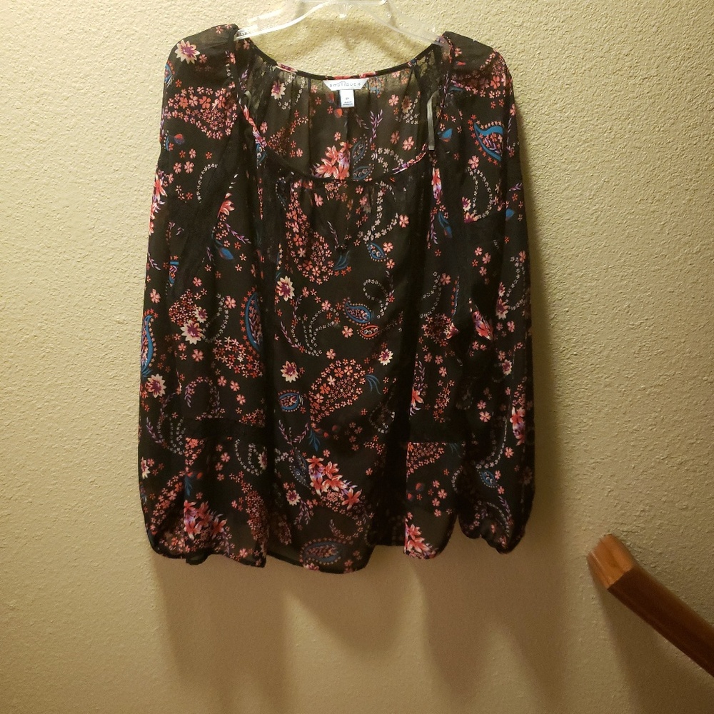 Floral sheer plus size blouse